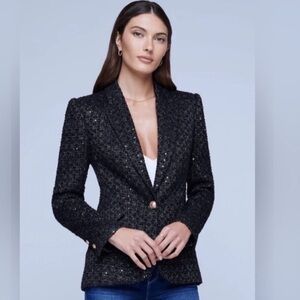 L'Agence Chamberlain Metallic Black Blazer